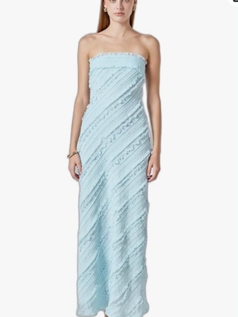 Endless Rose Ice Light Blue Strapless Maxi Dress NWT